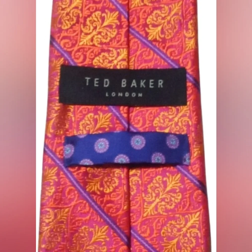 Ted Baker London Silk Tie – Red Floral Stripe - Picture 4 of 8